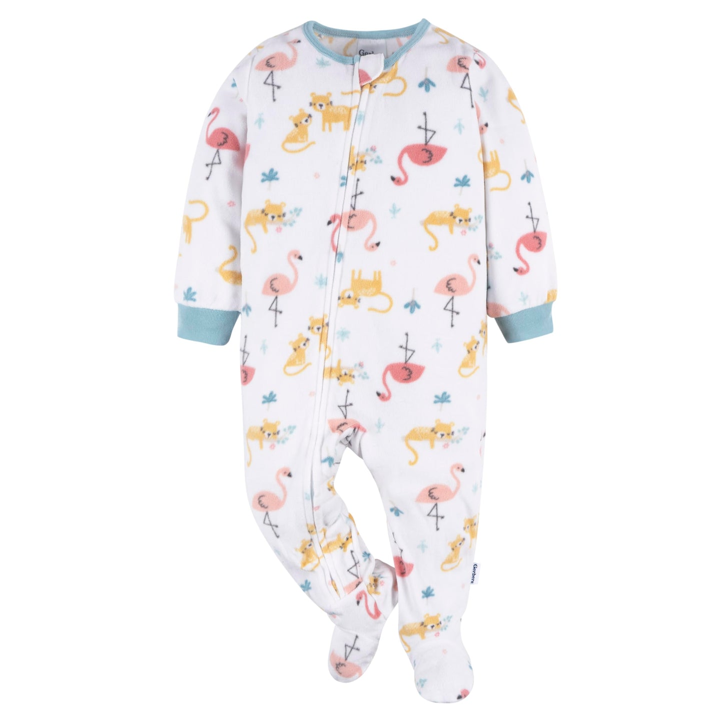 Gerber Toddler Baby Girls Flame Resistant Fleece Footed Pajamas 2-Pack, Pink Flamingos