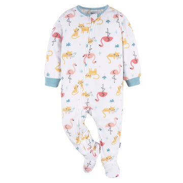 Gerber Toddler Baby Girls Flame Resistant Fleece Footed Pajamas 2-Pack, Pink Flamingos