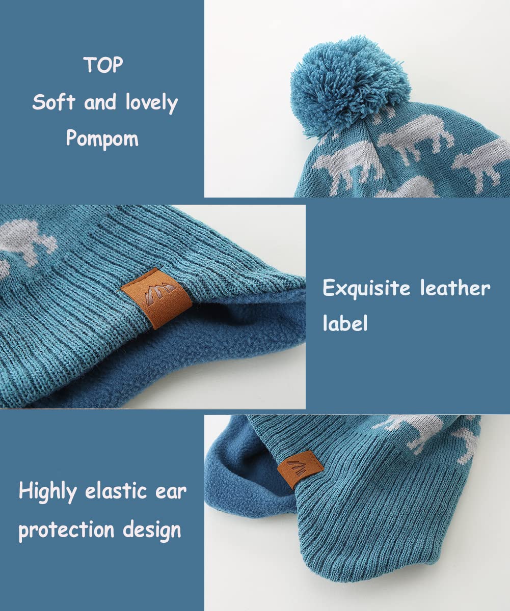 Moon Kitty Baby Boys Hats Toddler Beanies For Boys Winter Fleece Skiing Winter Caps With Warm Ear Flap