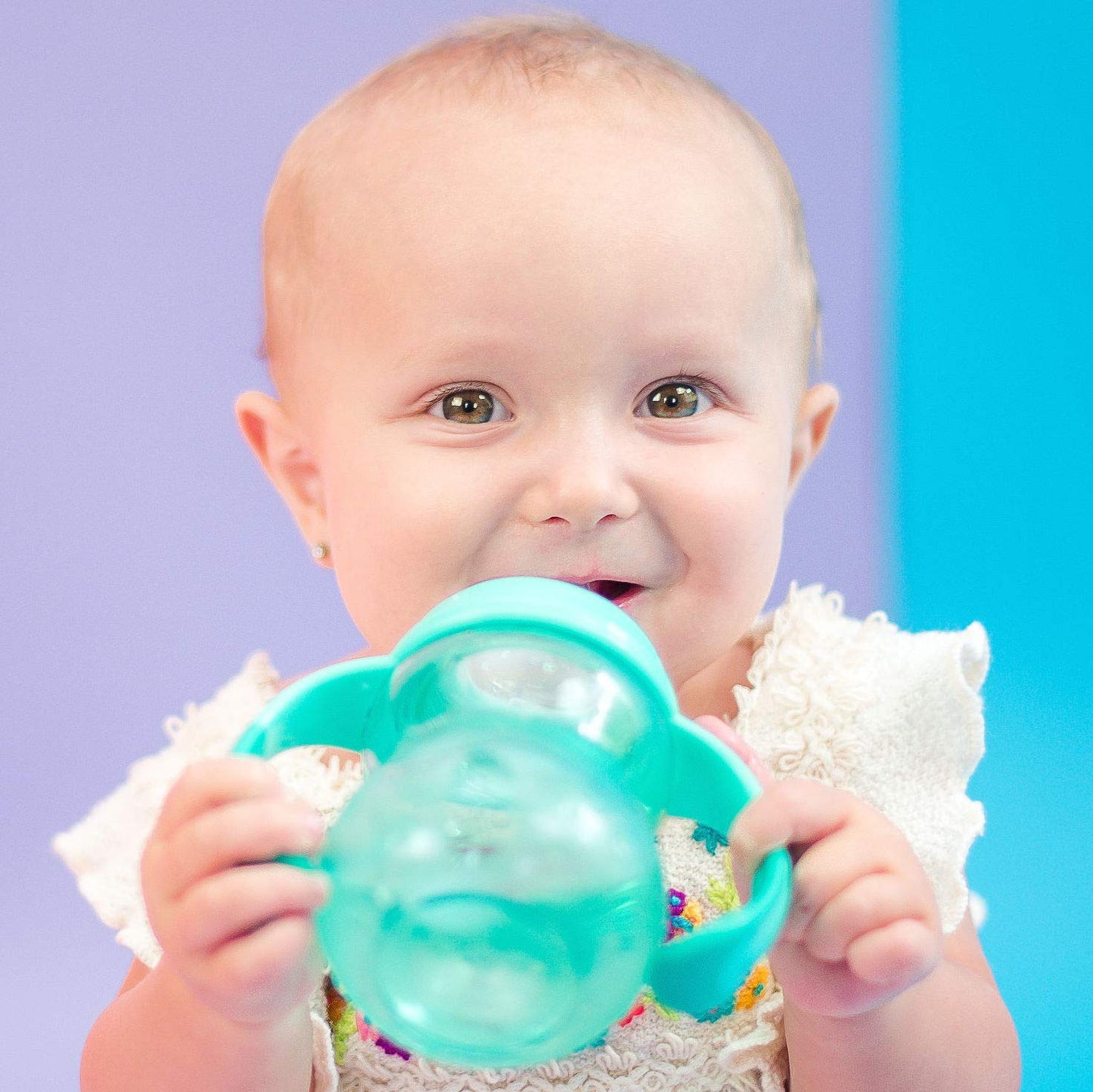 Nuby 3 in 1 Baby Bottle to Training Sippy Cup - 8 Oz Toddler Cups Spill Proof with Soft Spout, Nipple & Removable Grip Handles -