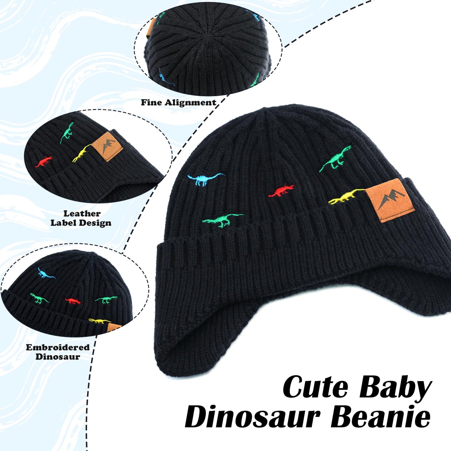 Poximi Baby Boy Winter Hat Toddler Warm Beanie Girl Knit Hats With Earflap Kid Cute Earmuffs (D-Black, 0-6Months)