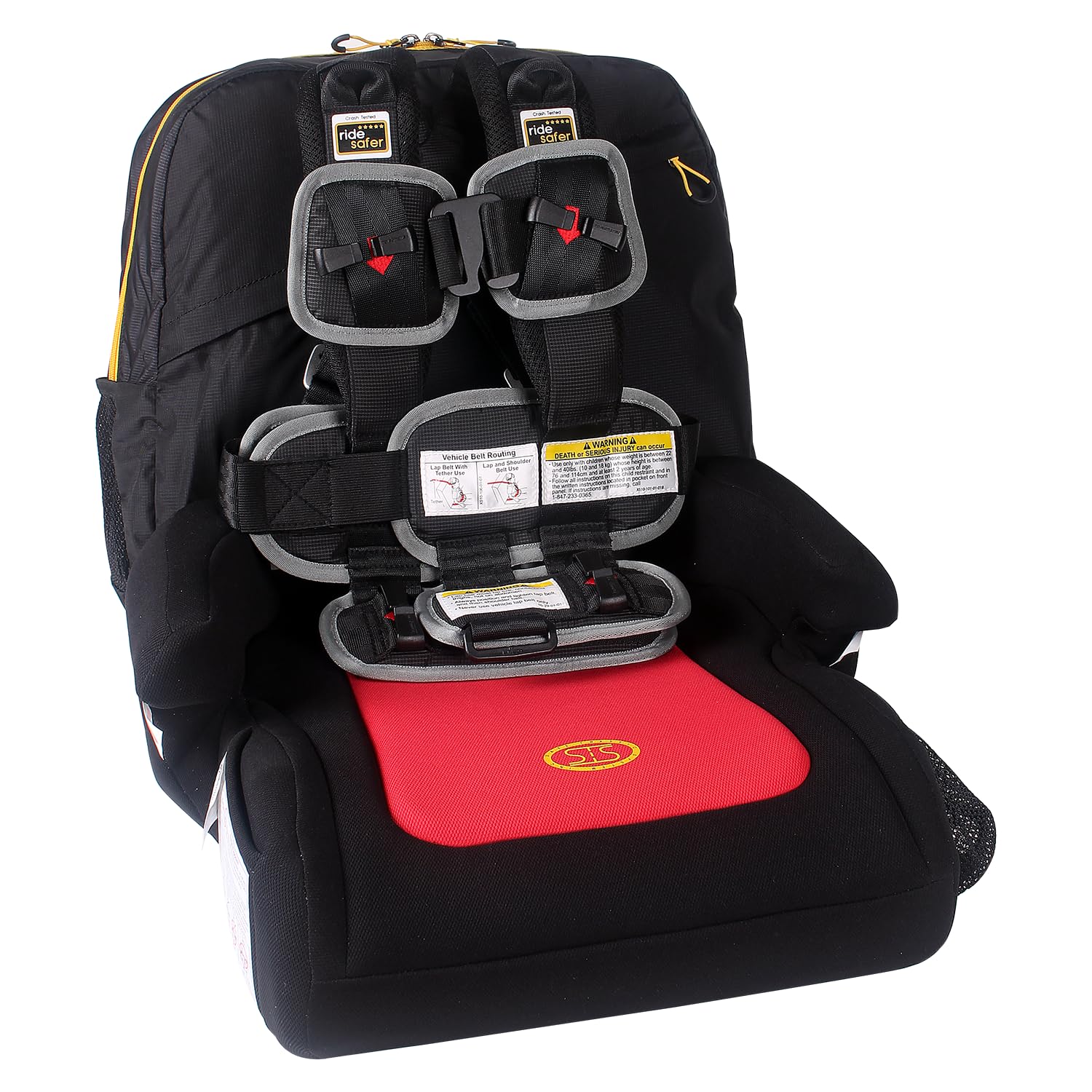 RideSafer - Extra Small Black RideSafer Travel Vest & TravelSmarter Booster Seat Combo, Lightweight, Compact, Portable Car Seat 
