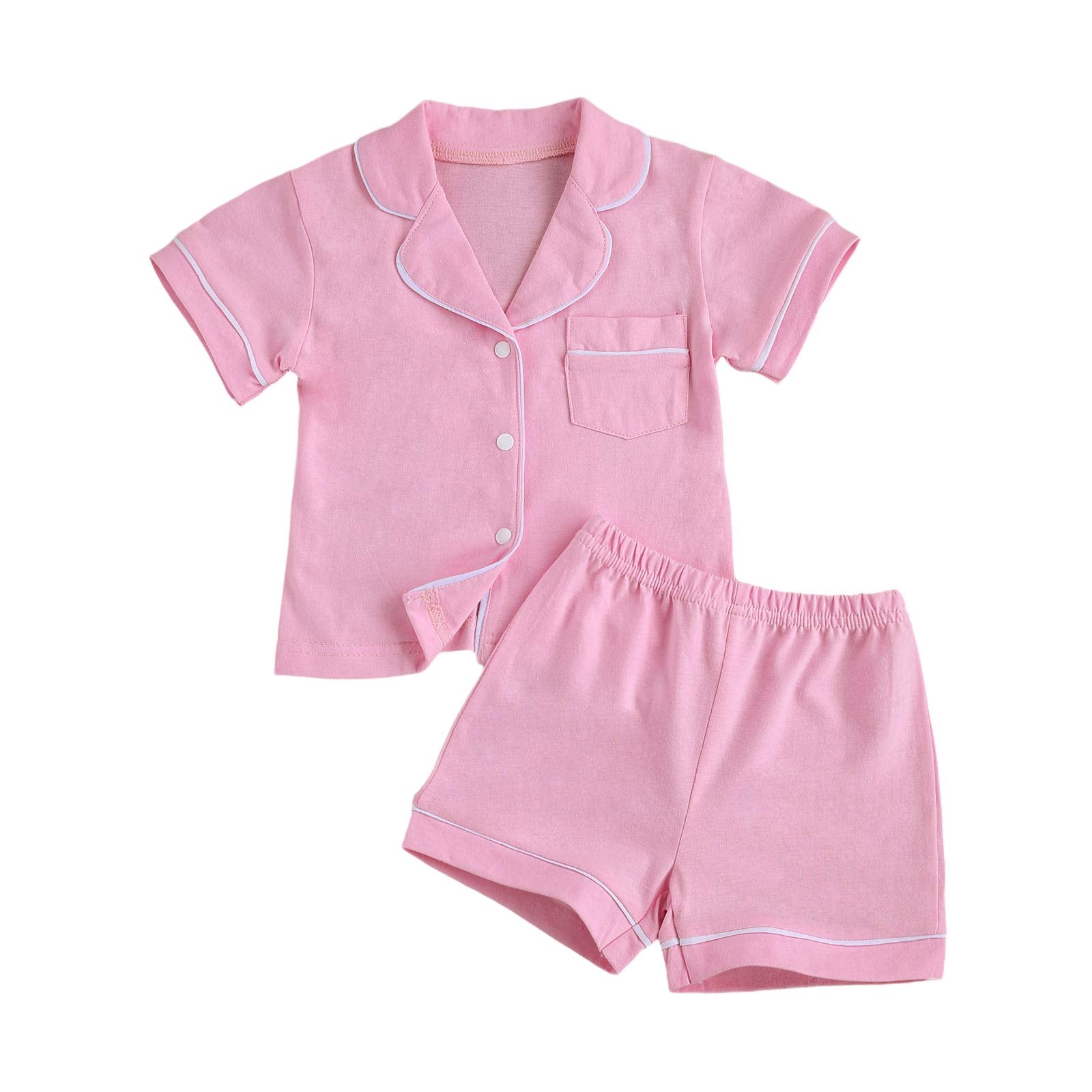 Bulingna Kids Toddler Baby Girl Summer Two Piece Pajamas Set Short Sleeve Button WBBAPB08Z391ZLT