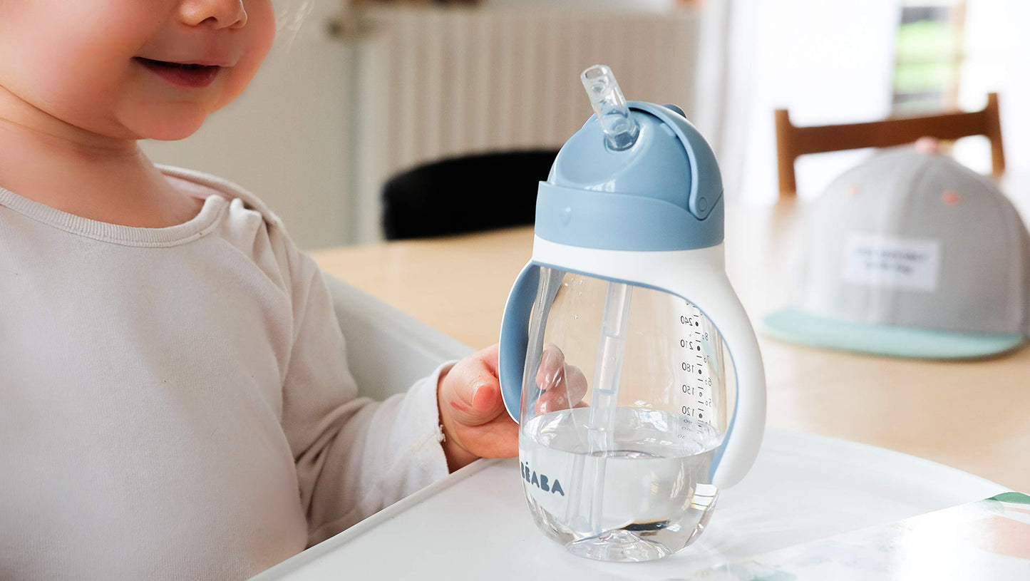Beaba Straw Sippy Cup, Toddler Baby Straw Cup With Removable Handles, Leak And Spill Proof, Bpa Phthalate Free, 8+ Months, 10 Oz