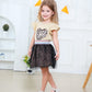 Retsugo Toddler Girl Heart Skirt Set Flutter Sleeve Heart Print Shirt Leopard Dresses Tulle Tutu Dress Kids Valentines Day Outfi