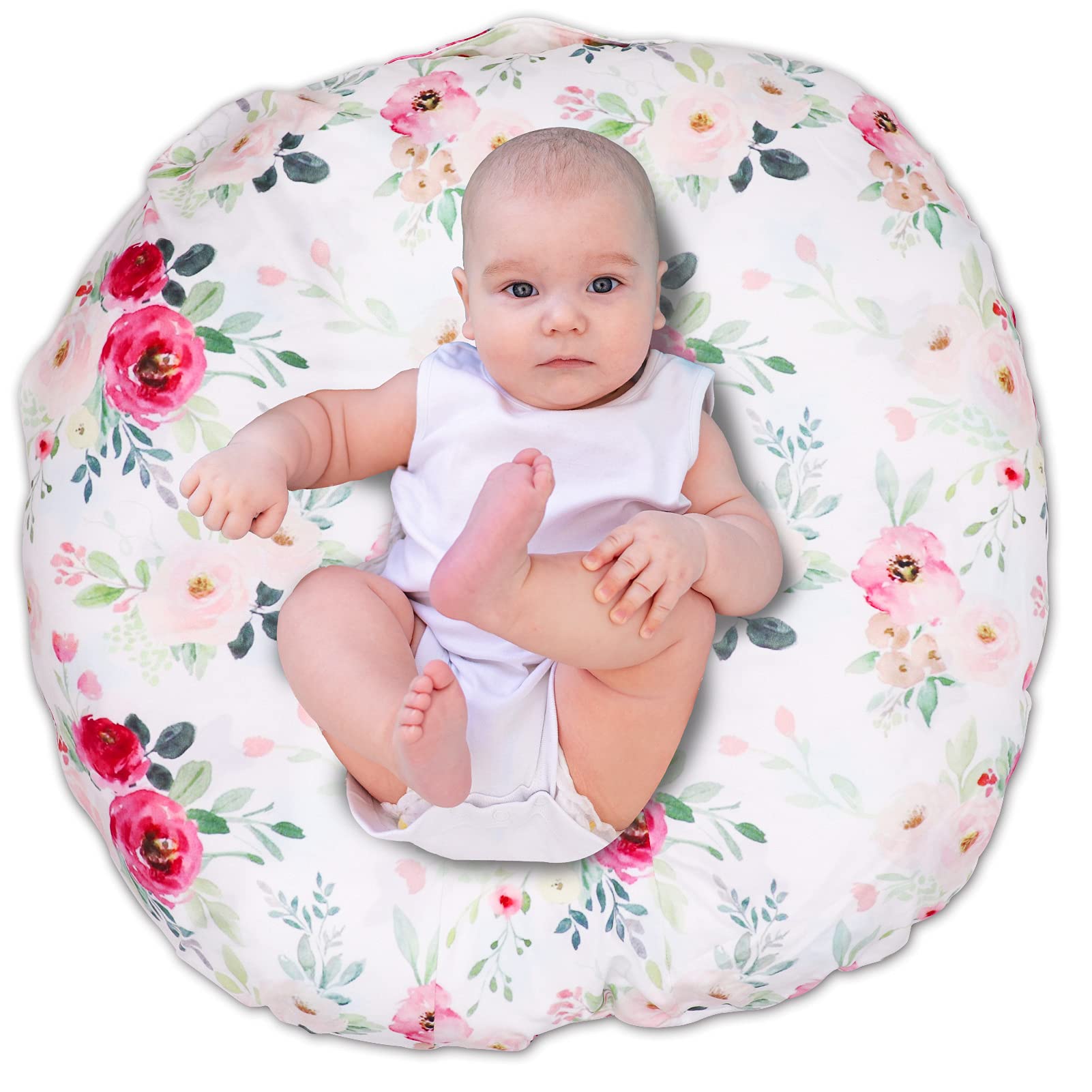 Floral Newborn Lounger Pillow Cover, Lounger Cover For Boys Girls,Pink Flower, Snugly Fit Infant Lounger For Baby, Infant Remova