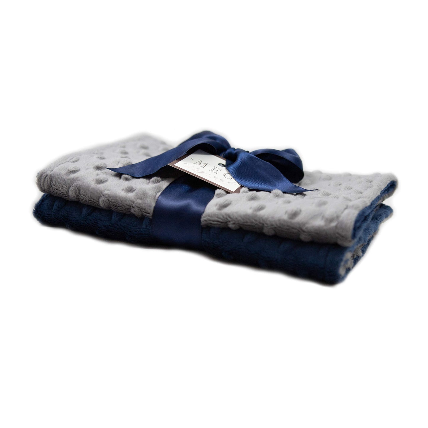 Meg Original Navy Blue & Charcoal Baby Boy Minky Dot Burp Cloths, Set Of Two