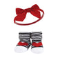 Hudson Baby Baby Girls' Headband And Socks Giftset, Red Pink, One Size
