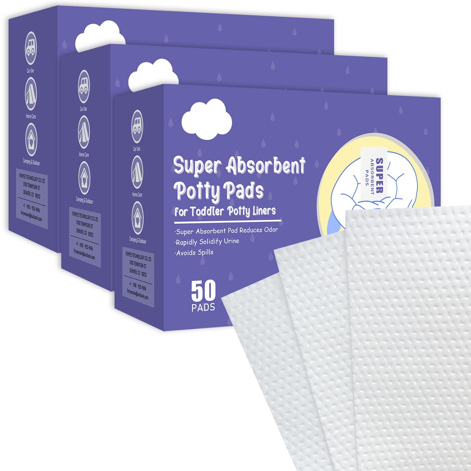REFLYAWAY 150 Packs Super Absorbent Urine Pads Portable Child Used with Travel Potty Bags Disposable Liners for Toddlers, Toilet