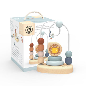 Speedy Monkey Lion Bead Maze, Colorful Wire Frame Toy with 7 Soft Beads, Promotes Dexterity, Hand-Eye Coordination & Color Recog