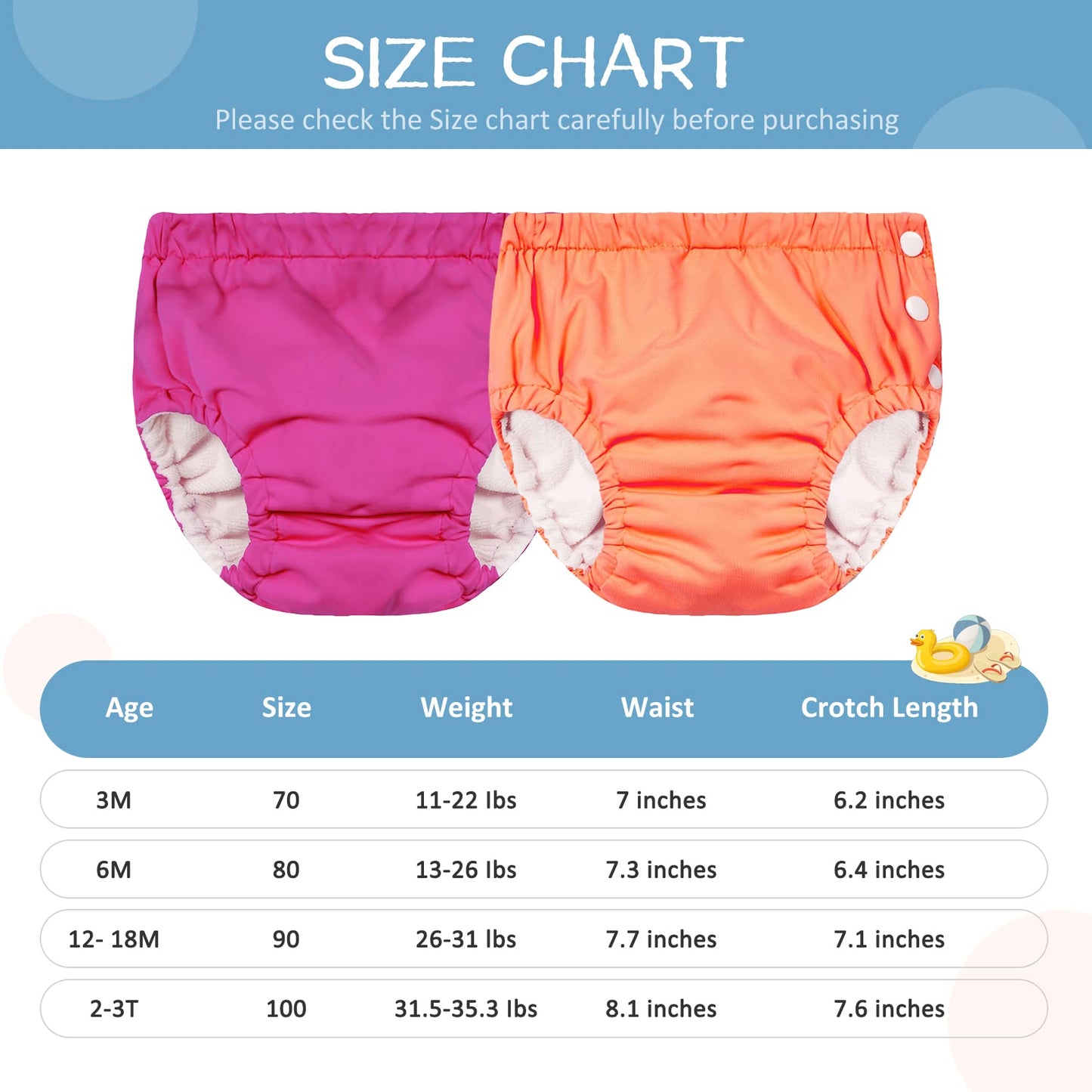 Durio Reusable Diapers Baby Washable Baby Swim Diapers Unisex Infant Swim Diaper Waterproof Baby Swimming Diaper White White 3-6