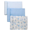 3 Pack Cotton Muslin Swaddle Blankets for Baby, 40 x 36, Lightweight, Breathable, Blue, (Nursery Animals, Giraffe, Lion, Eleph