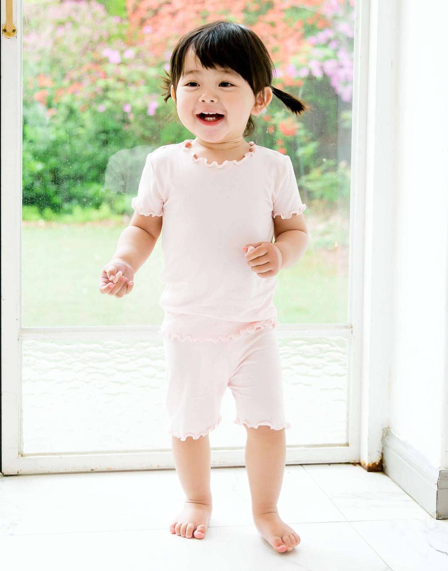 Vaenait Baby Infant Kids Toddler Short Sleeve Sleepwear Pajamas 2Pcs Set Shirring Pink M