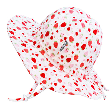 Jan & Jul Floppy Sun-Hat For Toddler Girls Adjustable, 50+ Upf (L: 2-5 Years, Strawberry)