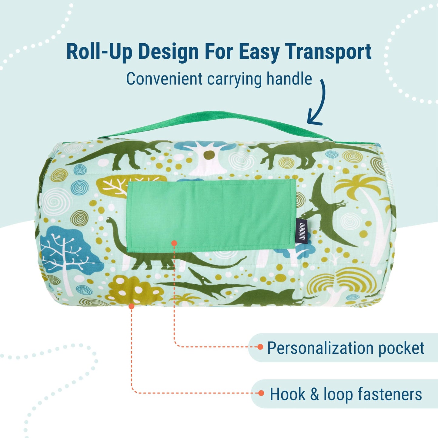 Wildkin Kids Original Nap Mat - Cozy Kids Sleep Mat with Pillow, Ideal for School & Travel - Dinomite Dinosaurs