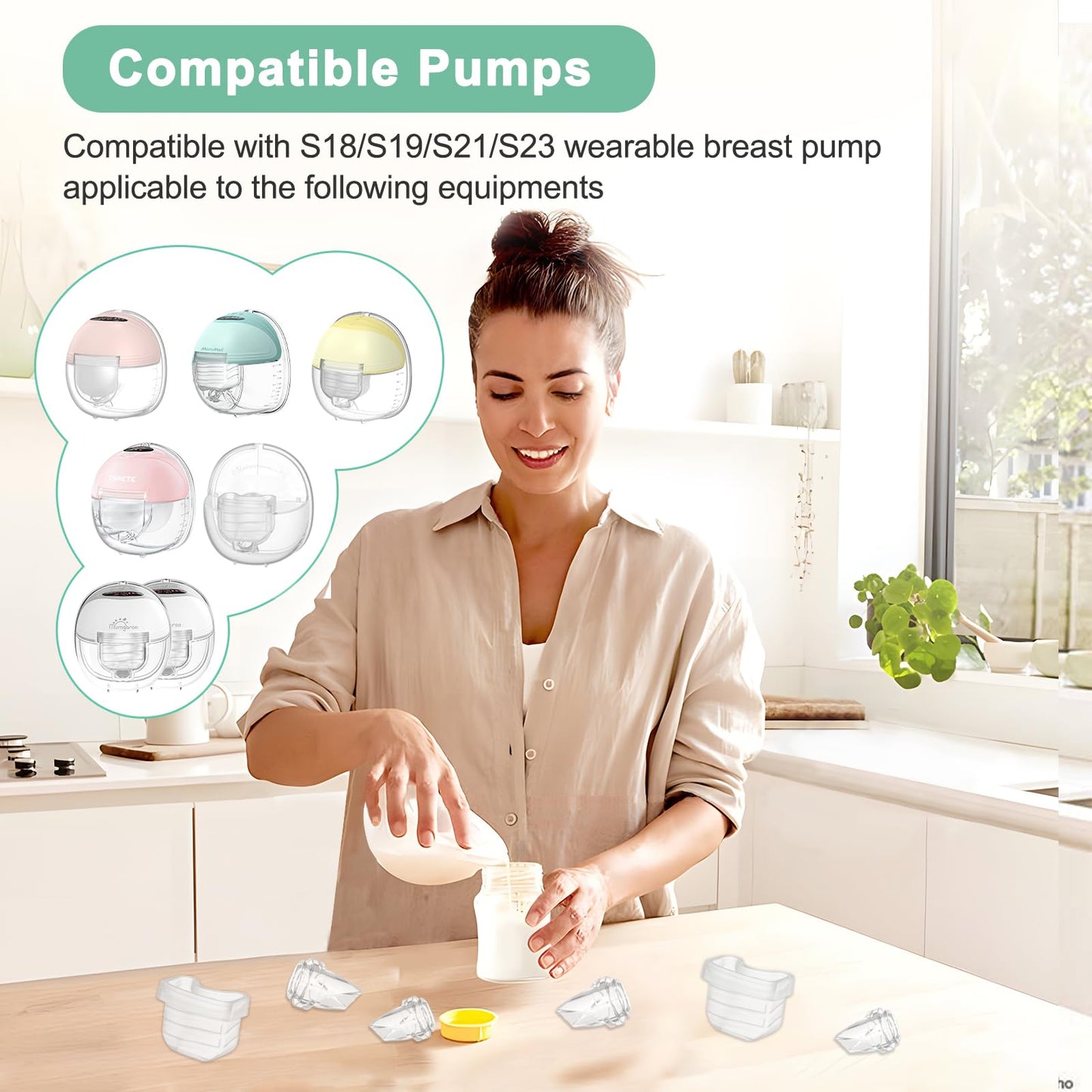 Pdfans Duckbill Valve And Silicone Diaphragm 6Pcs Compatible With Mommed S21/S18/S19 Wearable Breast Pump Replacement Parts Acce
