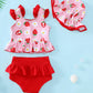 Baby Girl Bathing Suit Newborn Infant Swimsuit Girl 3-6 Months Two Piece Red Strawberry Swimwear Summer Beach Baby Bikini Tankin
