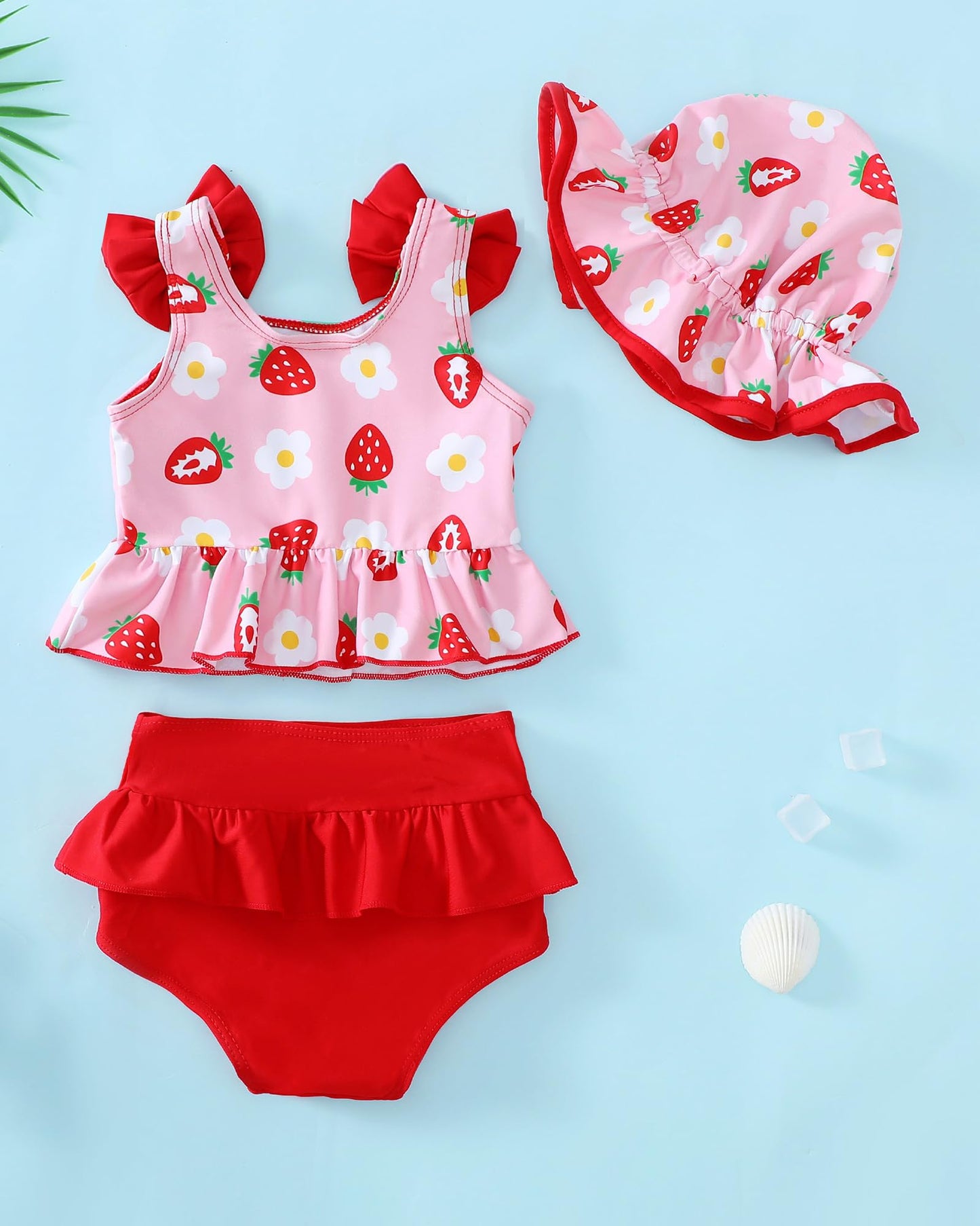 Toddler Girl Bathing Suit 4T 5T Swimsuit Girls Toddler Beach Swim Suit 2 Piece Red Strawberry Bikini Summer Swimwear Tankini Set