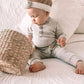 Bmnmsl, Newborn Baby Girl Boy Fall Clothes Outfits Long Sleeve Knitted Cotton Romper & Pants Infant Winter Sets, B-Gray, 6-12 Mo