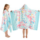 Girls Hooded Bath Towel, Oversized 50 L x 30 W for Ages 3 to 12 Kids, Quick Dry Lightweight Soft Microfiber Hood Beach Towel Co