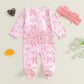 Ayalinggo Valentines Baby Girl Outfit Bowknot Heart Footie Romper Long Sleeve Onesie Newborn Christmas Clothes (Little Pink, 3-6