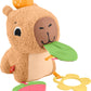 Fisher-Price Baby Sensory Toy Snuggly Snacky Capybara Plush with Newborn Teether & Rattle Activities for Infants Ages 3+ Months