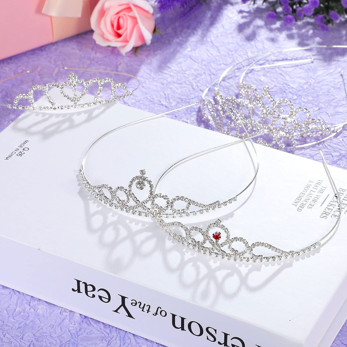 Chuangdi 16 Pcs Bulk Girls Tiara Crown Silver Princess Rhinestone Headband Crystal Wedding Tiara For Kid Women Birthday Party(Lo