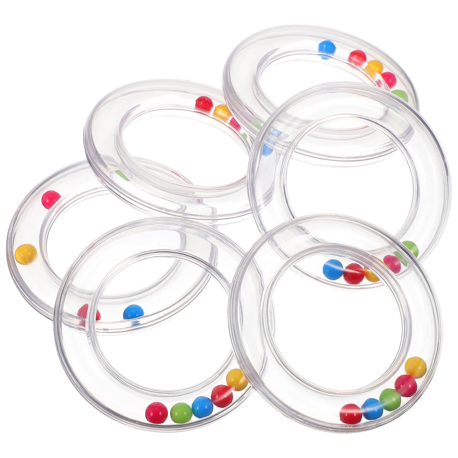 Toyvian 6Pcs Baby Toy Rings, Baby Rattles Plastic Clear Hand Bell Shaker, Rattle Inserts for Baby Toys, Developmental Baby Toy f