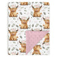 Tewrnvioc Highland Cow Floral Baby Blankets for Girls 30 x 40, Pink Flower Soft Double Layer Minky Blanket with Dotted Fleece 