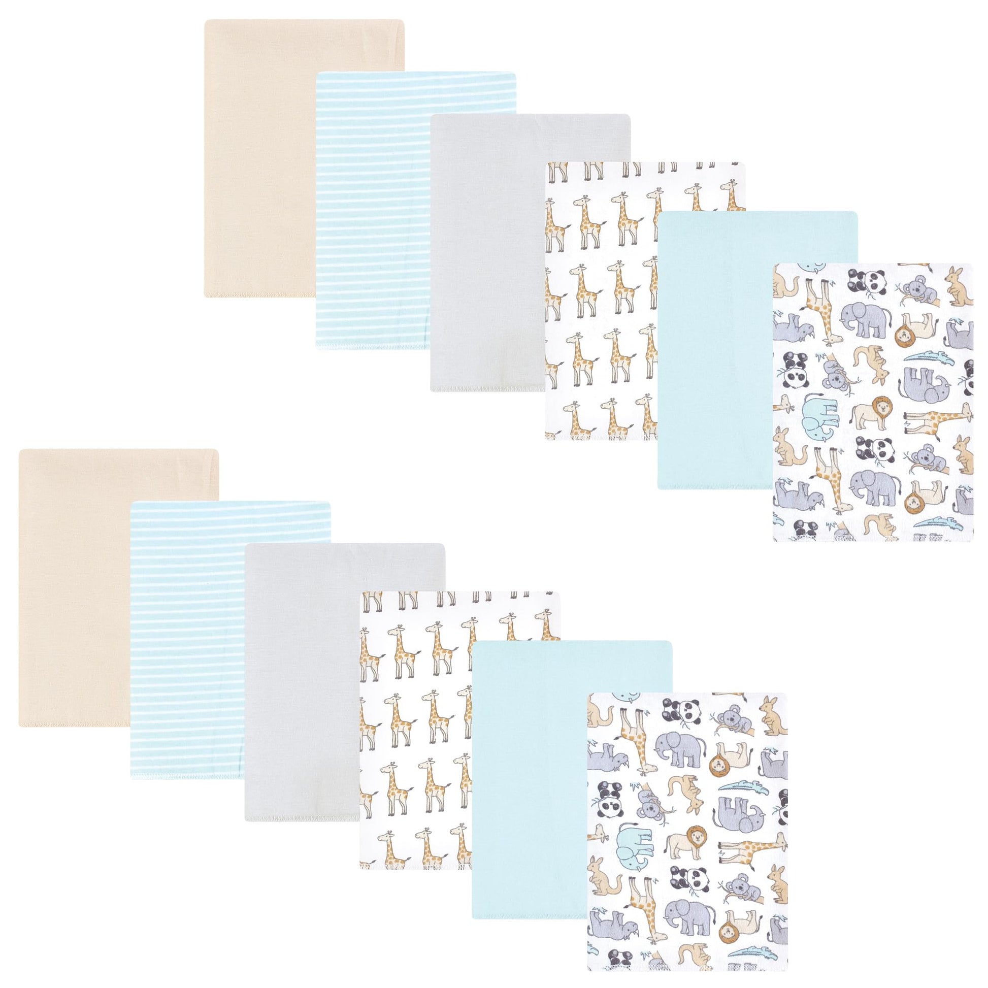Hudson Baby Unisex Baby Flannel Burp Cloth 12Pk, Kangaroo, One Size