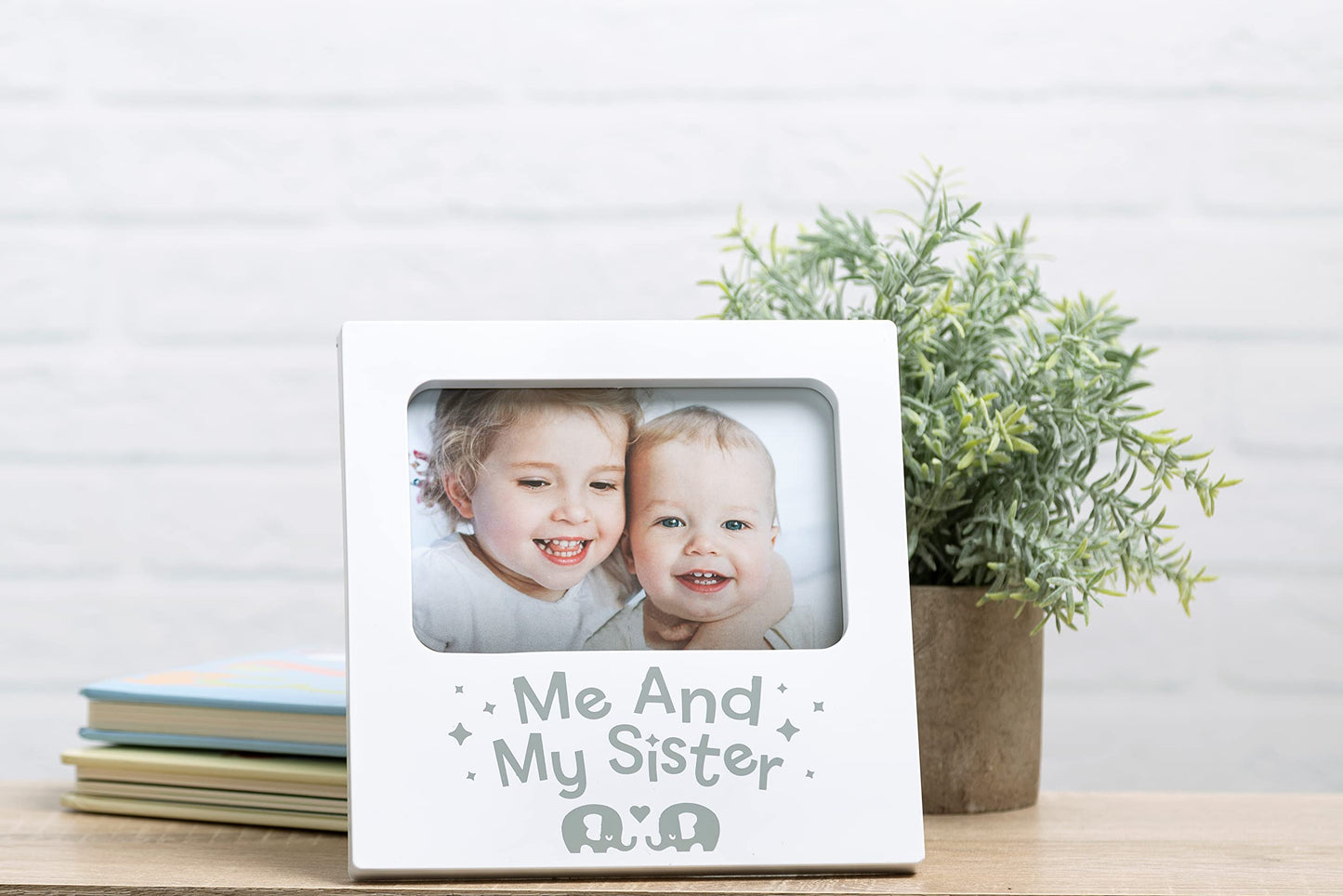 Kate & Milo Me and My Sister Picture Frame, Baby Sibling Keepsake Photo Display, Big Brother or Sis Gift, Elephants, 4    x 6