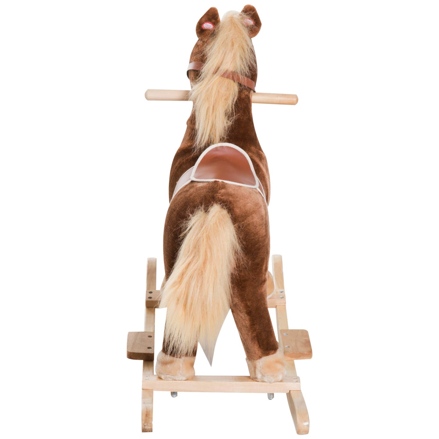 Qaba Kids Plush Toy Rocking Horse Ride on with Realistic Sounds - Brown