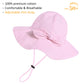 Baby Girl Sun Hat With Upf 50+ Outdoor Adjustable Beach Hat With Wide Brim Bucket Hats (6-12 Months, Pink-Stripe Printing)