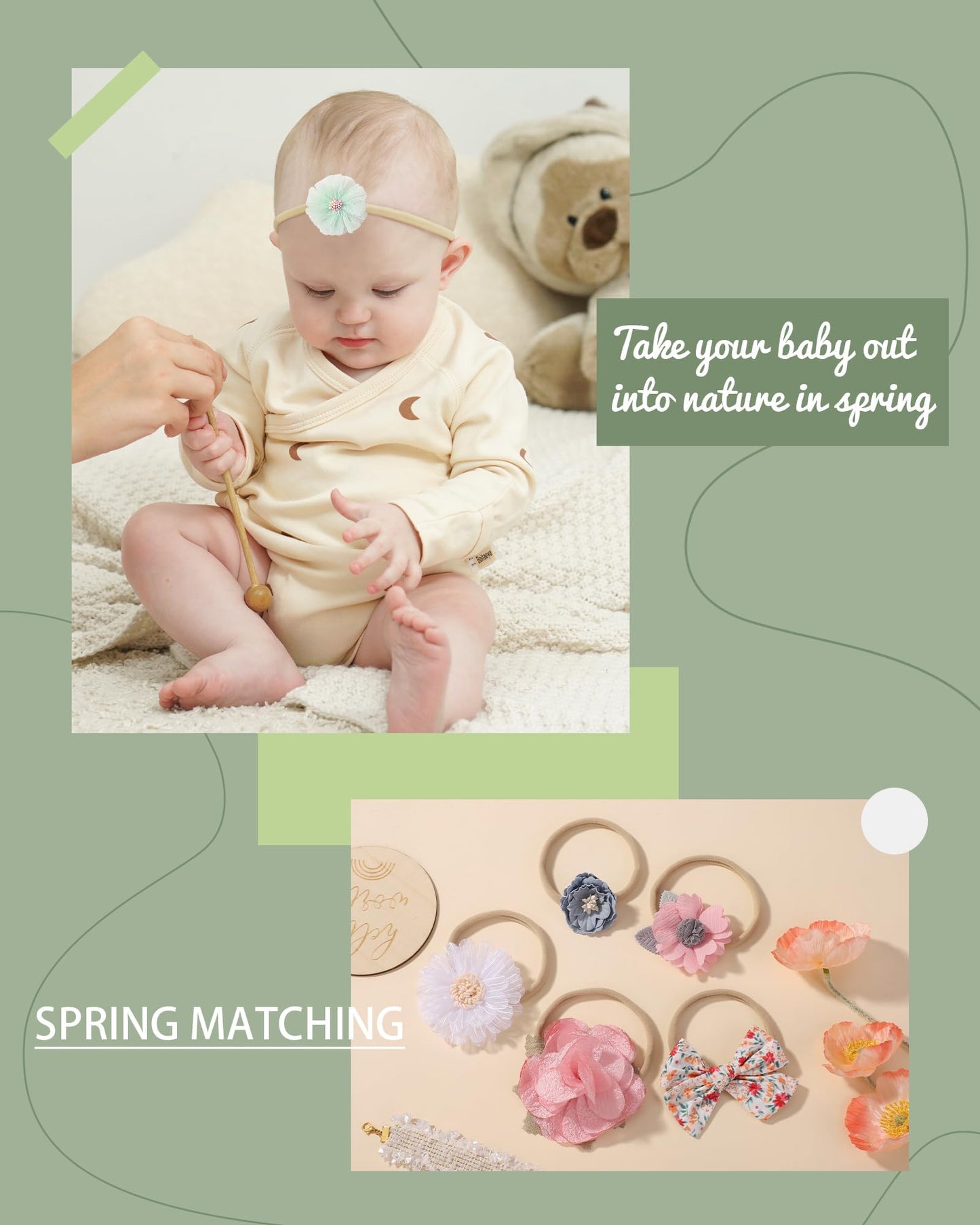 Doboi 18Pcs Baby Girl Headbands With Bows Baby Flower Hair Bows Nylon Hairbands Handmade Hair Accessories For Newborn Infant Tod