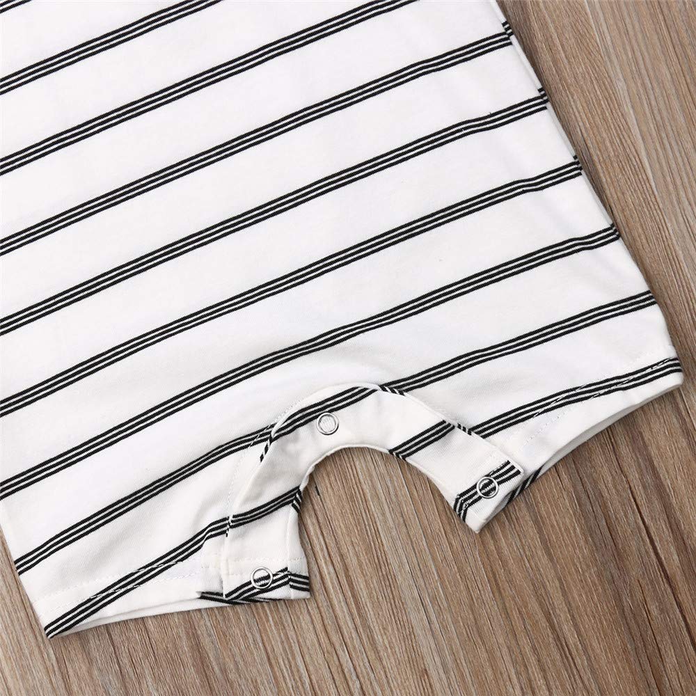 Iddolaka Newborn Summer Baby Boy Girl Romper Bodysuit Jumpsuit Playsuit One Piece Outfit Clothes (A-White Stripes, 0-6 Months)
