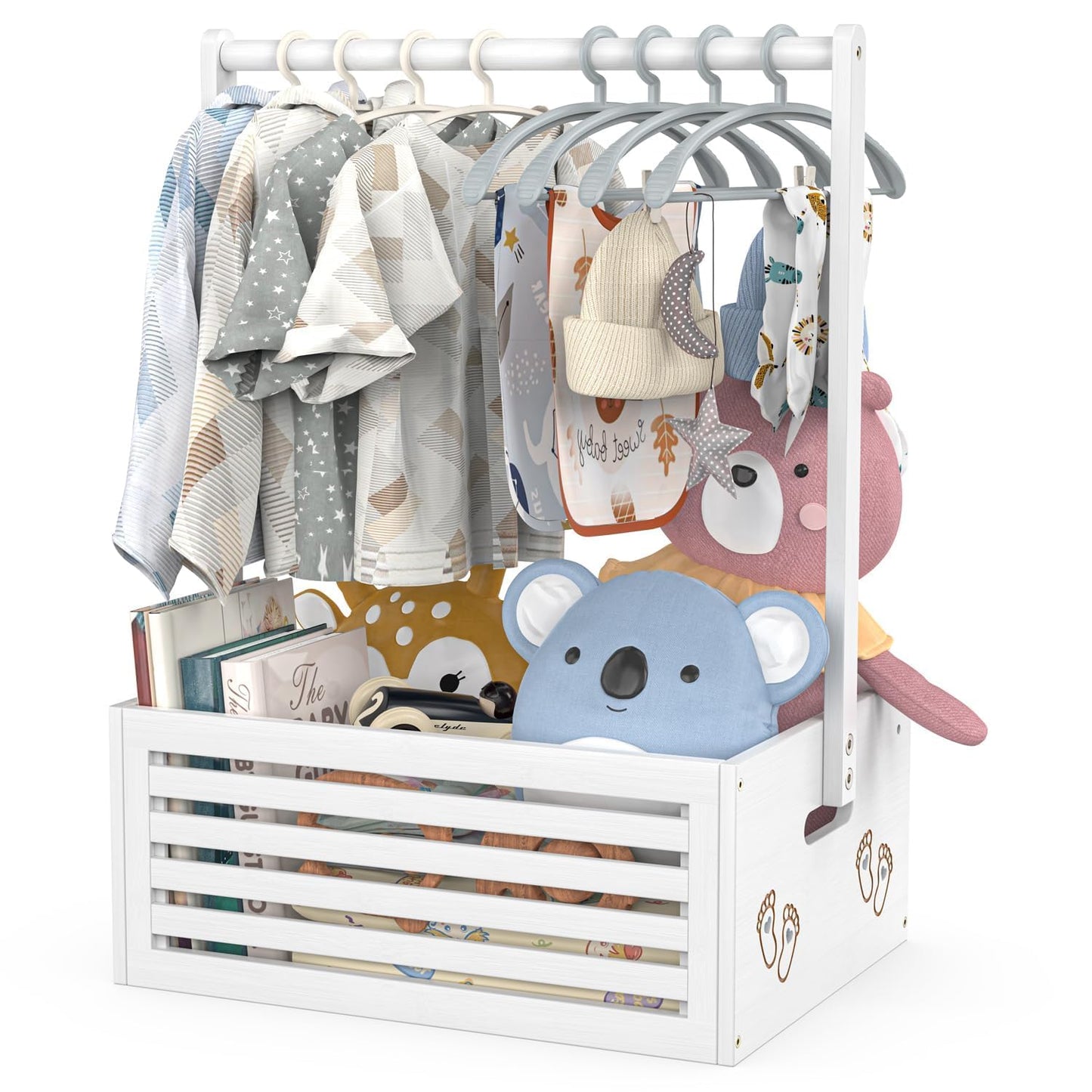 Bamboohomie Baby Shower Crate Closet, Baby Baskets With Hangers Handle, Baby Crate Box For Baby Shower, Welcome Gift Basket For
