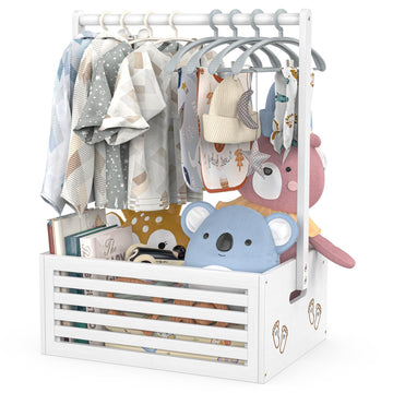 Bamboohomie Baby Shower Crate Closet, Baby Baskets With Hangers Handle, Baby Crate Box For Baby Shower, Welcome Gift Basket For
