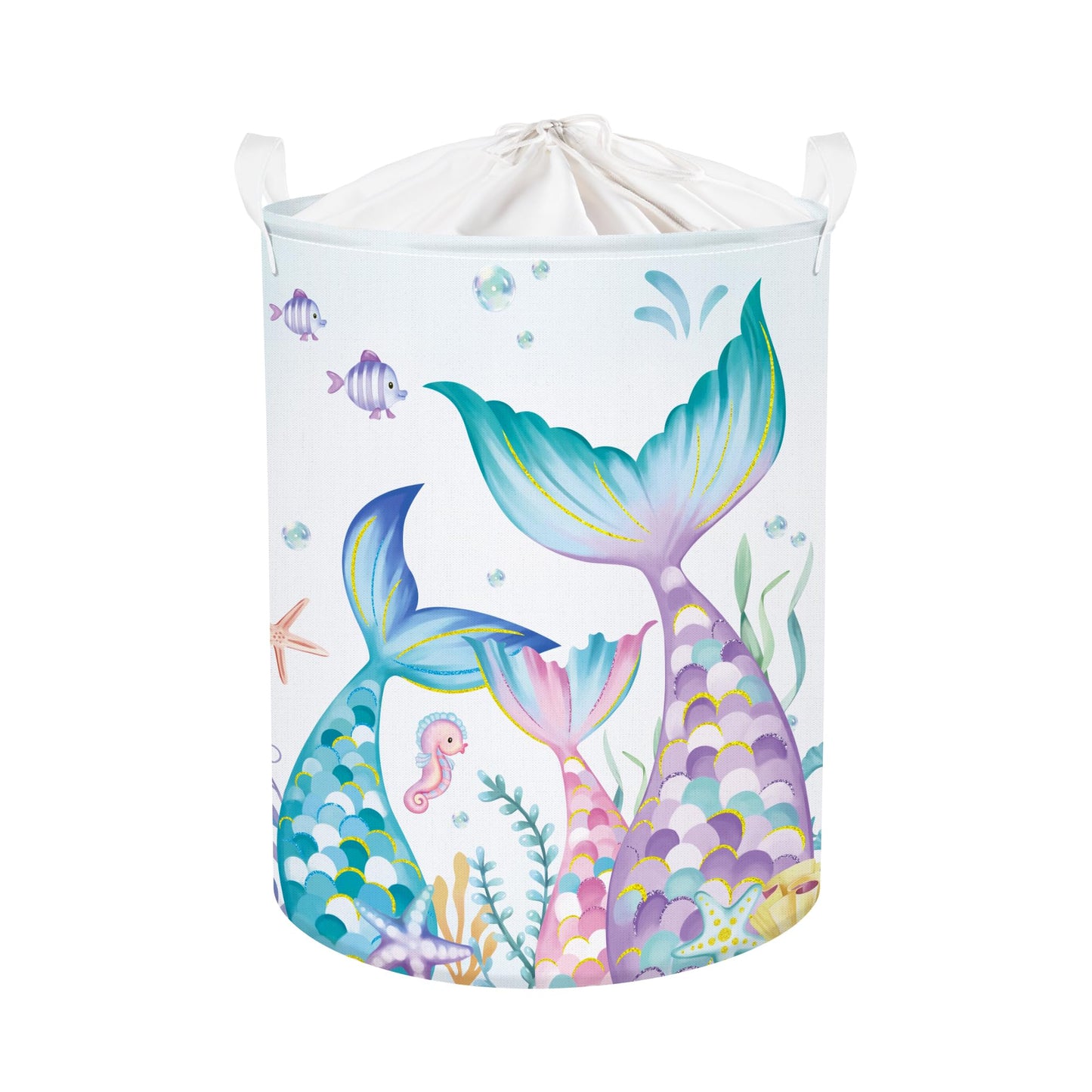 HUUMONSS Mermaid Tail Baby Laundry Hamper Collapsible Clothes Kids Storage Basket Large Girls Gift Toy Box Bin for Nursery Room,