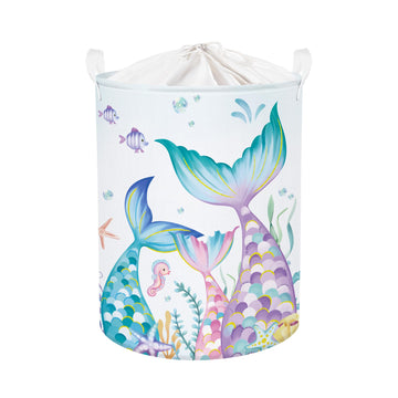 HUUMONSS Mermaid Tail Baby Laundry Hamper Collapsible Clothes Kids Storage Basket Large Girls Gift Toy Box Bin for Nursery Room,