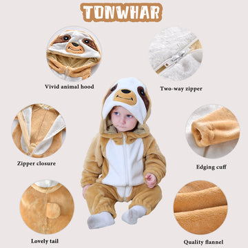 Tonwhar Kids' And Toddlers' Infant Tiger Dinosaur Animal Fancy Dress Costume Outfit Hooded Romper Jumpsuit (1-3 Months/Height:20