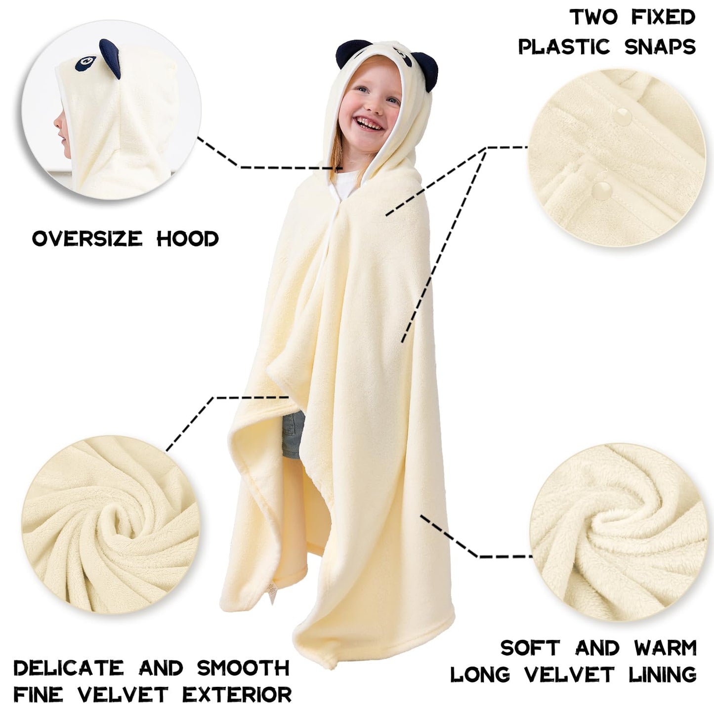 Hiturbo Kids Animal Hooded Towel: Soft Plush Fleece Blanket - 50'X30' Swim Cover Up - Pool Beach Bath Towel Wrap For 3-12 Yrs