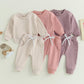 Mayummpy Baby Boys Girl Solid Outfit Long Sleeve Crewneck Oversized Sweatshirt Sweatpants Pants Set Fall Winter Clothes (Apricot