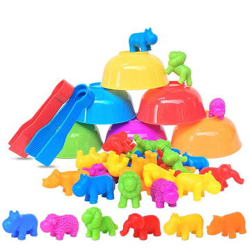 Counting Animals Matching Games Color Sorting Stacking Toys with Bowls Preschool Learning Activities Educational Sensory STEM To