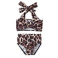 Baby Girl Bathing Suit, Toddler Girls Two Piece Swimsuit Halter Top Bikini Cheetah Leopard Swimming Suit (Leopard, 0-6 Months)