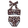 Baby Girl Bathing Suit, Toddler Girls Two Piece Swimsuit Halter Top Bikini Cheetah Leopard Swimming Suit (Leopard, 0-6 Months)