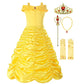 Relibeauty Little Girls Layered Princess Dress Costume With Accessories, Yellow, 2T