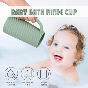 Nothomme Food Grade Silicone Wash Rinser Cup For Kids With Easy Grip Handle, Baby Bath Rinse Cup (Cambridge Blue)