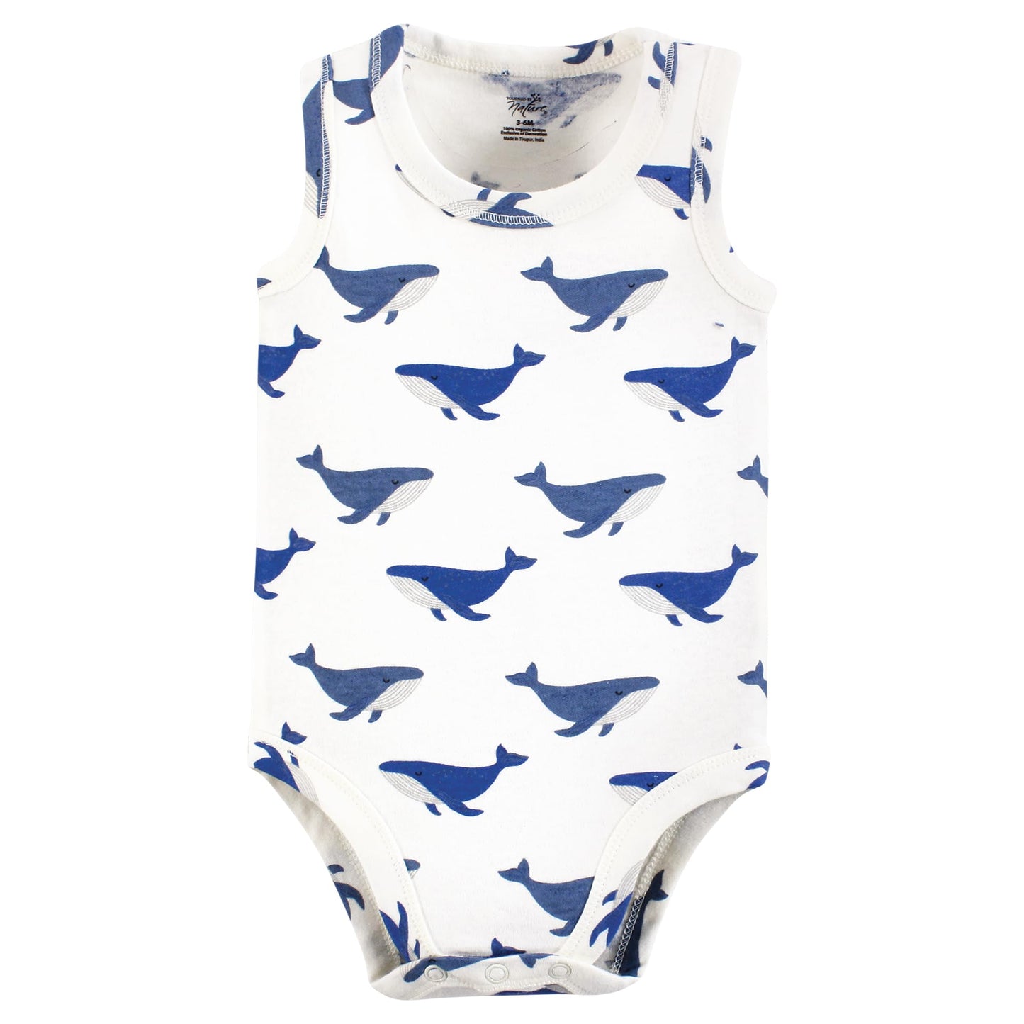 Touched By Nature Unisex Baby Organic Cotton Sleeveless Bodysuits, Mystic Sea Creatures, 18-24 Months