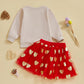 Toddler Baby Girl Valentines Day Outfit Red Love Heart Bow Sweatshirt And Tulle Tutu Skirts Set Cute Spring Clothes (Apricot Xox