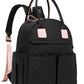 Loradi Medium Diaper Bag Backpack With Storller Clips, Water-Resistant Cute Diaper Tote With Anti-Theft Pocket, Black
